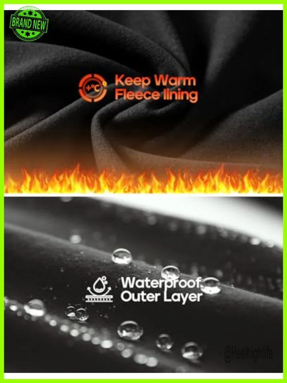 Fleece Lined Waterproof Hiking Leggings with Pockets High Waist Winter Running